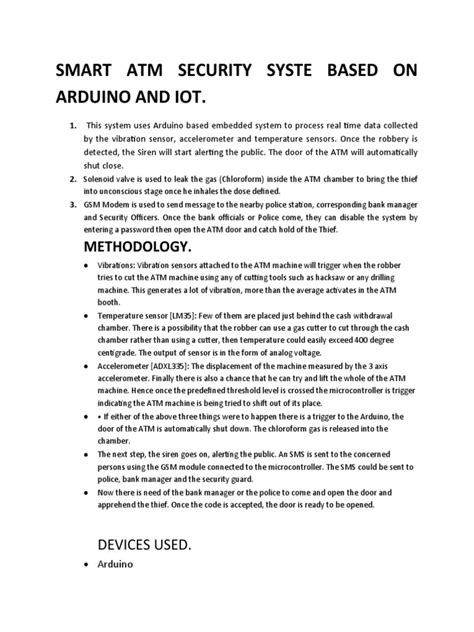 Smart Atm Security Syste Based On Arduino and Iot | PDF | Automated ...