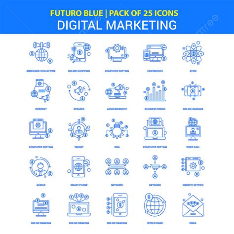 Digital Marketing Facebook Vector Hd PNG Images, Digital Marketing Icons Futuro Blue 25 Icon ...