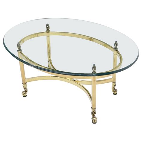 Mastercraft Coffee Table Glass Top Brass Base at 1stDibs