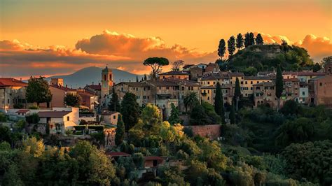 architecture, Building, House, Nature, Italy, Church, Trees, Clouds, Sunset, Hill, Tower, Old ...