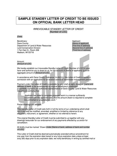 Letter Of Credit Example - Fill Online, Printable, Fillable, Blank | pdfFiller