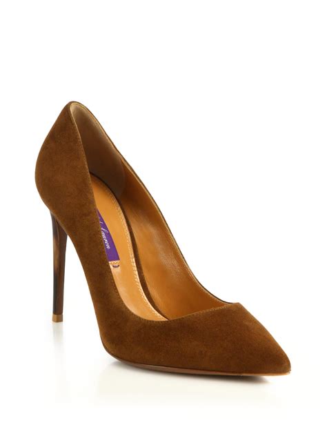 Lyst - Ralph Lauren Celia Ii Suede Horn-heel Pumps in Brown