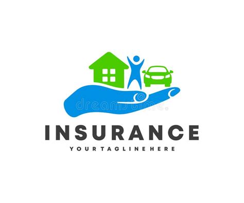 Insurance, in the Palm of Hand Holds a Person, a Car and a House, Logo ...