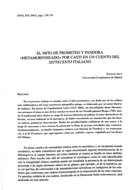 (PDF) El mito de Prometeo y Pandora "metamorfoseado"