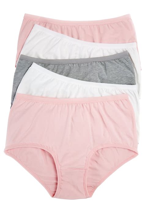 Comfort Choice - Comfort Choice Plus Size 5-pack Stretch Cotton Full-cut Brief Underwear ...