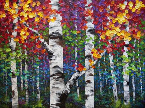 NEW Painting! “Kaleidoscope Trees” 48″x36″ Colourful Acrylic Aspen ...