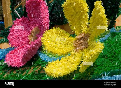 Flowers on a parade float Stock Photo - Alamy