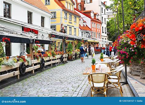 Restaurants and Colorful Buildings on Meistaru Street in Old Town, Riga ...