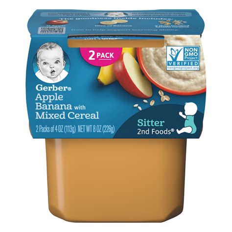 Save on Gerber Stage 2 Baby Food Apple Banana with Mixed Cereal - 2 ct Order Online Delivery | Giant