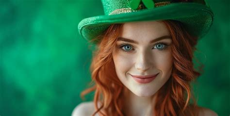 AI generated a woman wearing a green hat and shamrock wig is holding a lint 37037795 Stock Photo ...