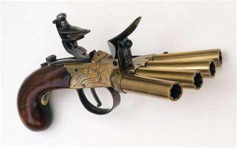 A Duckfoot Pistol, named aptly for its splayed barrels that give the appearance of well a duck's ...