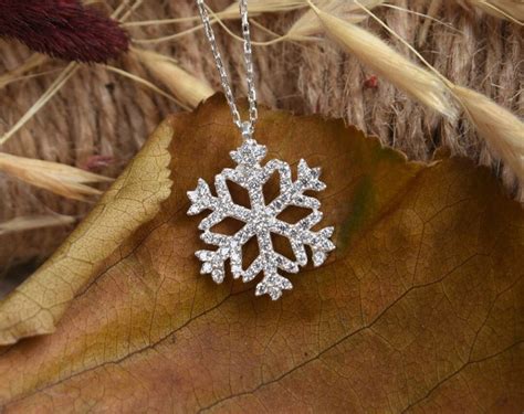 Silver Snowflake Necklace Small Snowflake Pendant 925 - Etsy