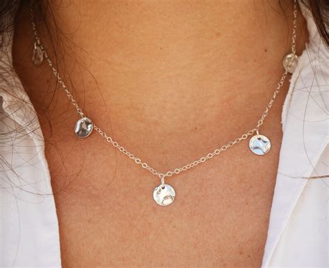 Sterling silver Hammered coins necklace sterling silver | Etsy