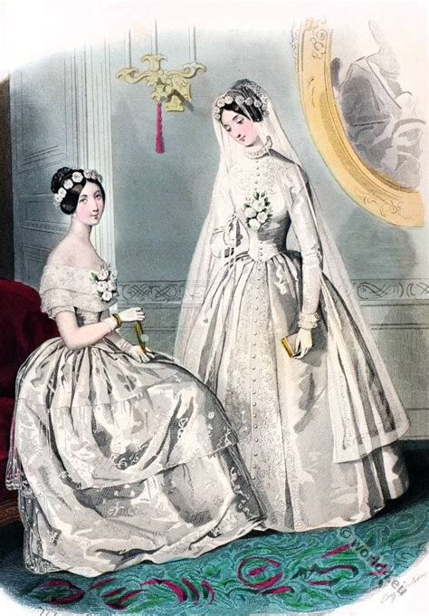 Romantic era knitted dresses. Hairstyles & Flowers, 1846.