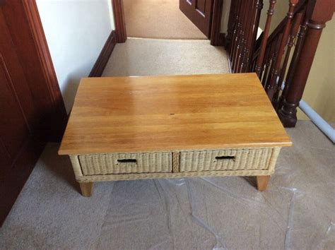 Wood and Wicker coffee table with storage drawers | in Southampton, Hampshire | Gumtree