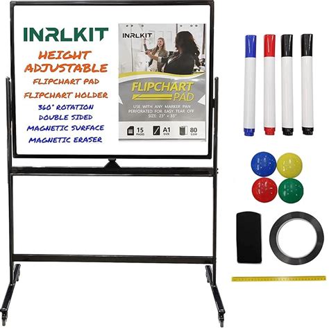 Buy INRLKIT 48X36 Magnetic Whiteboard with 360 Degree Rolling Wheels ...