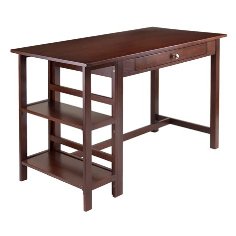 Winsome Wood Velda Writing Desk with Shelves, Walnut - Walmart.com