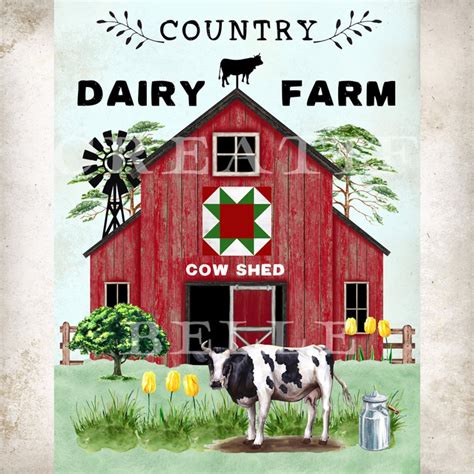 Dairy Farm Red Wood Barn Country Summer Barn Cow Shed Farmhouse Wreath ...