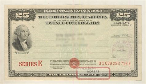 $25 United States Us Savings Bond, Series E, 1952 Detroit