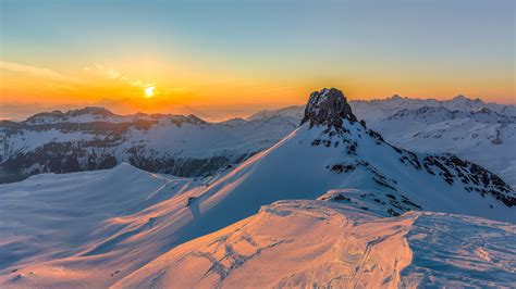 Download wallpaper 2560x1440 mountains, snow, sunset, rocks widescreen ...