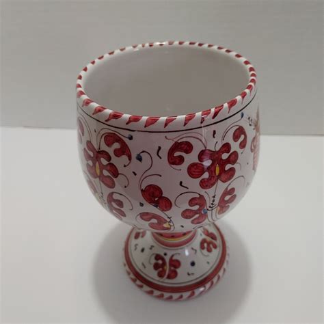 Vintage Deruta Italian Ceramic Dinnerware Red Rooster Goblet 06549 | eBay