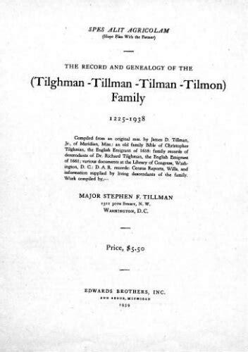 The record and genealogy of the (Tilghman-Tillman-Tilman-Tilmon) family ...