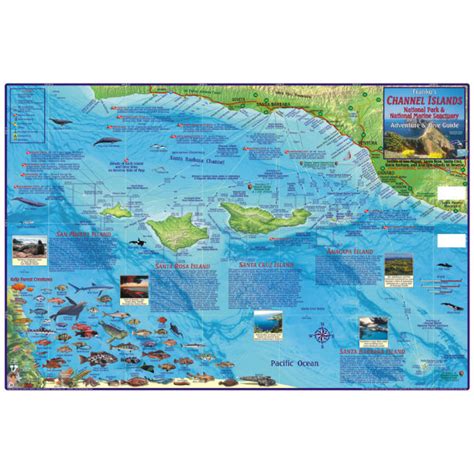 MAP, FOLDED, CHANNEL ISLANDS DIVING