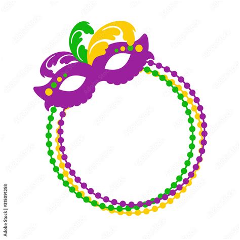 Mardi Gras svg Monogram ring Mask and Beads clipart Fat Tuesday New ...