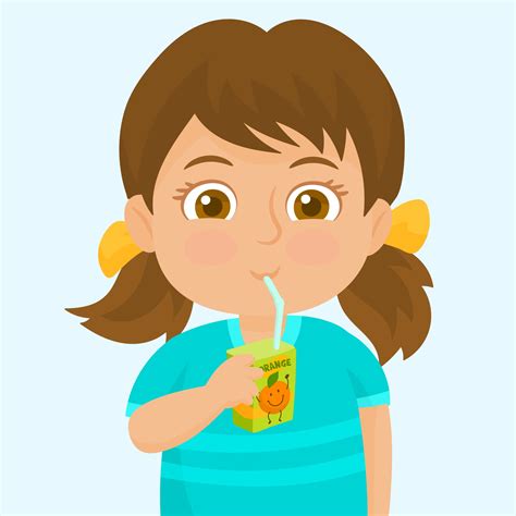 Girl Drinking Juice Vector Art, Icons, and Graphics for Free Download