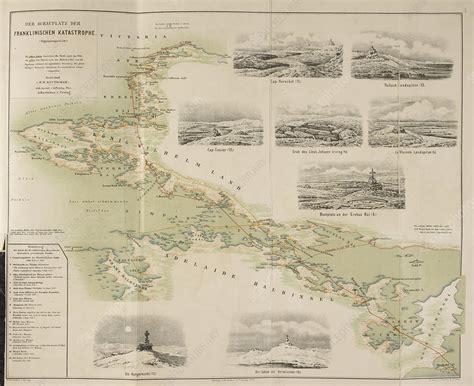 Map of the British Franklin Expedition - Stock Image - C019/6823 - Science Photo Library