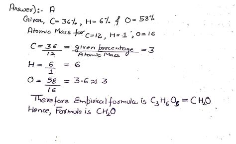 An organic compound contains C = 36% and H = 6% and rest oxygen. Its empirical formula is