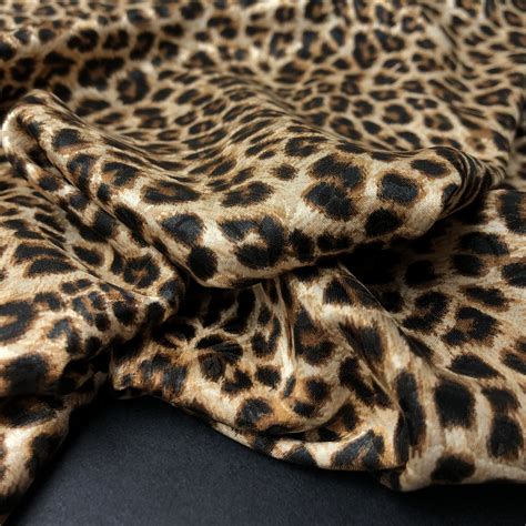 Leopard print fabric silk satin with floral pattern fabric | Etsy