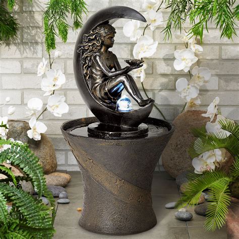 John Timberland Modern Outdoor Floor Water Fountain with Light LED 34 ...