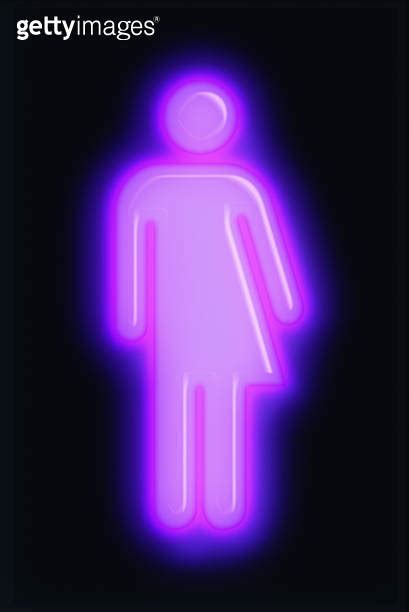 Unisex or transgender symbol in glowing neon, as used in public restroom signs 이미지 (1465910004 ...