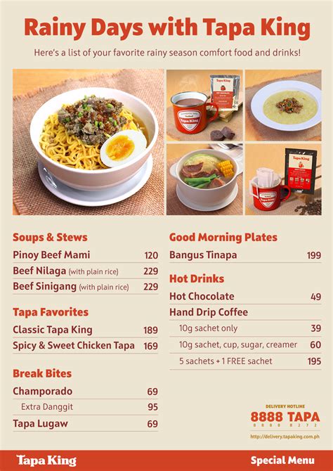 Tapa King Menu