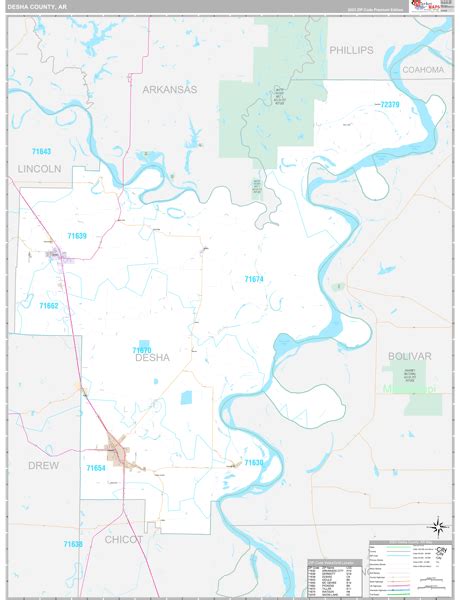 Desha County, AR Wall Map Premium Style by MarketMAPS - MapSales
