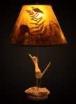 Rustic Carved Roadrunner Lamp, Mica Lampshade with Woodland Animals - Sue Johnson