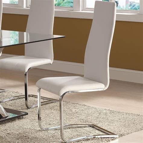 Amazon.com - Coaster 100515WHT Modern Dining White Faux Leather Dining ...