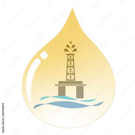 Concept design energy company logo oil drop with offshore oil rig platform inside Stock Vector ...