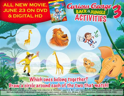 Matching Game! Curious George 3: Back to the Jungle now on DVD and Digital HD | Curious george ...