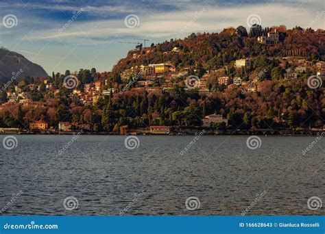 Lake Como during sunset stock image. Image of calm, coast - 166628643