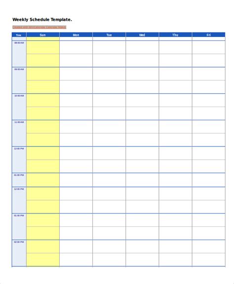 Blank Monthly Work Schedule Template