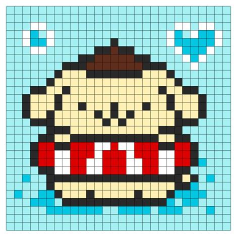 Sanrio Pompompurin 2D Pixel Art Pix Brix | クロスステッチ 図案, 刺繍 図案, 夏 工作