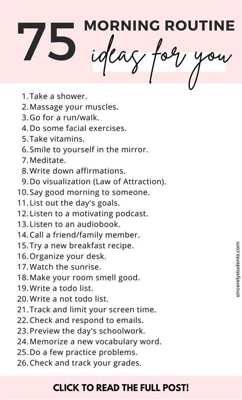 75 Morning Routine Ideas For a Productive Day