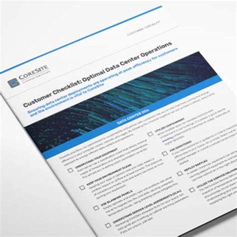 Customer Checklist: Optimal Data Center Operations