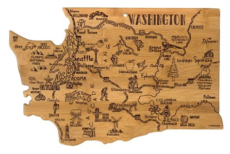 Personalized Washington Landmarks Bamboo Cutting Board | Lazer Designs