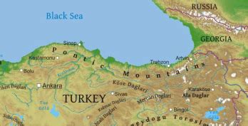 Pontic Mountains Physical Map