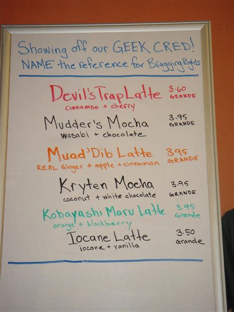 Coffee Shop Geek Menu board | Kate Hopkins | Flickr