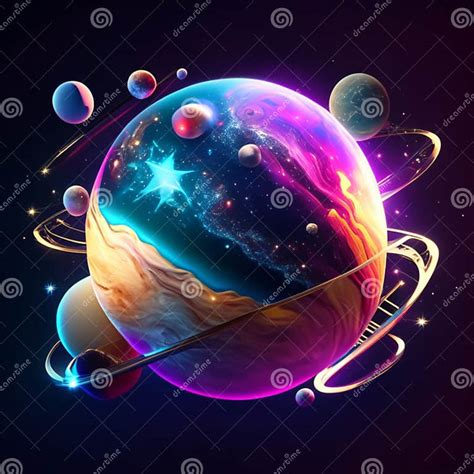 Planets in Outer Space. Solar System with Planets and Stars Stock Illustration - Illustration of ...