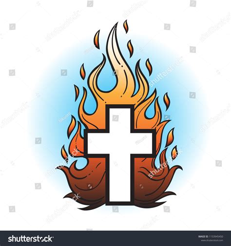 Burning Cross Illustration Old School Tattoo Stock Vector (Royalty Free ...